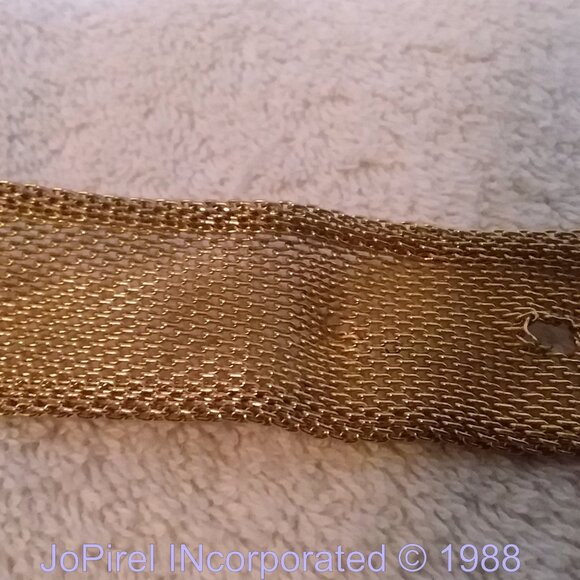 French Yellow Goldtone Metal Mesh Chain Decorated Designer Belt main image 6